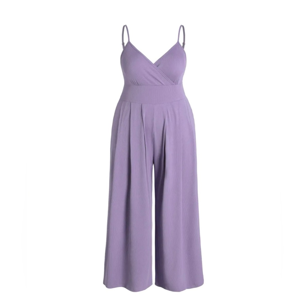 NWOT - V-neck Cami Wide Leg Jumpsuit Curve & Plus Elegant Purple Jumpsuit